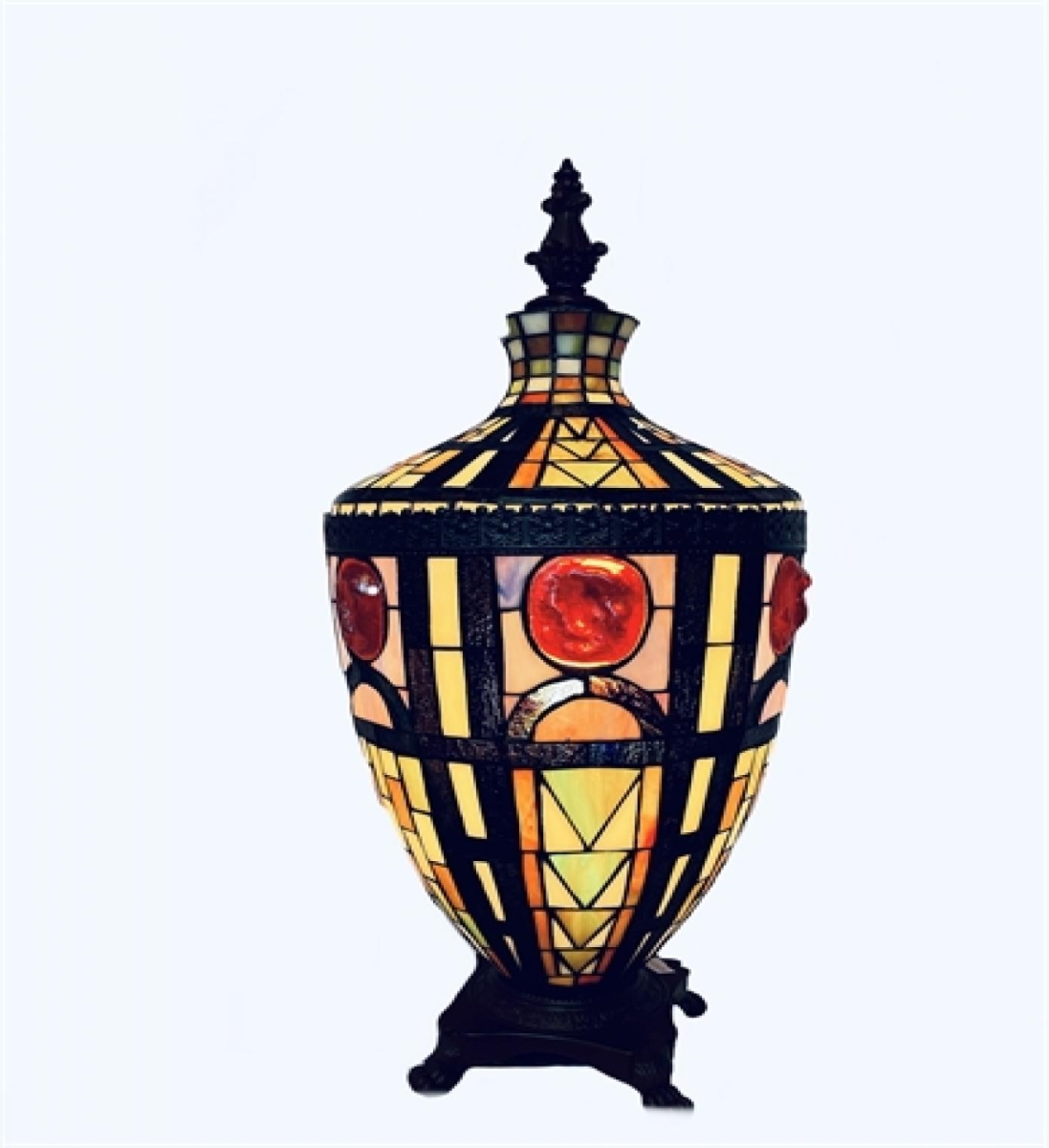 Picture of MDR Trading WT-TVB01-30 Stained Glass Lantern Shape on a Base Table Lamp&#44; Multi Color