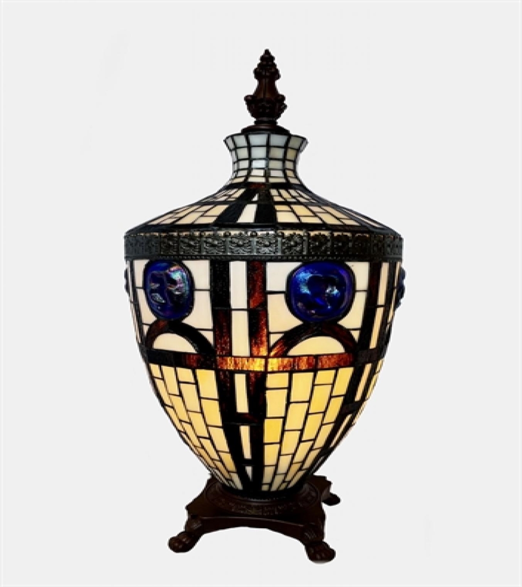 Picture of MDR Trading WT-TVB02-30 Multi Color Stained Glass Lantern Shape on a Base Table Lamp
