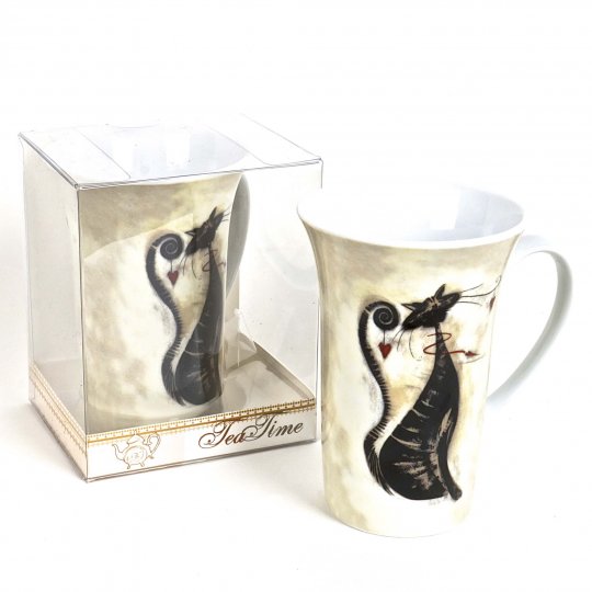 Picture of Hi-Line Gift FMUG-301 Porcelain Tall Mug in Gift Box CatTea Time
