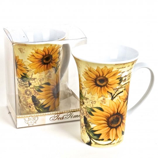 Picture of Hi-Line Gift FMUG-R075 Porcelain Tall Mug in Gift Box SunflowersTea Time