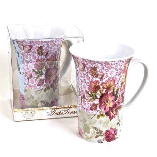 Picture of Hi-Line Gift FMUG-R106 Porcelain Tall Mug in Gift Box QuiltTea Time