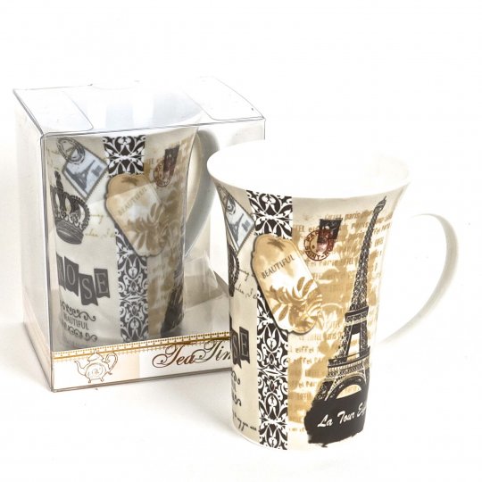 Picture of Hi-Line Gift FMUG-T109 Porcelain Tall Mug in Gift Box ParisTea Time