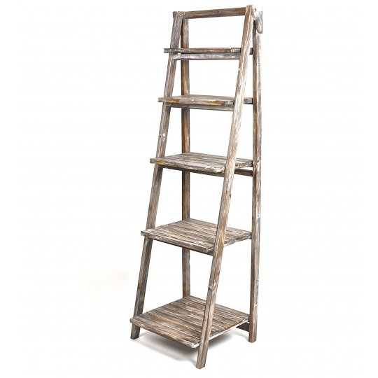 Picture of Hi-Line Gift FWP13005 Vintage Style&#44; Wooden 5 Shelves&#44; Flower Stand - Washed Grey