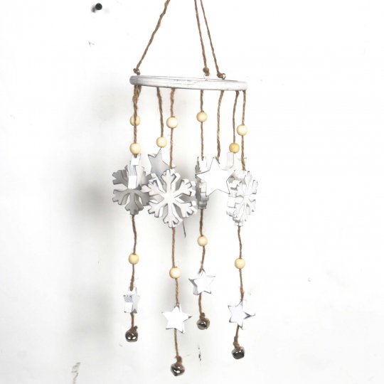 Picture of Hi-Line Gift HUS-011 Wooden Snowflake Windbell