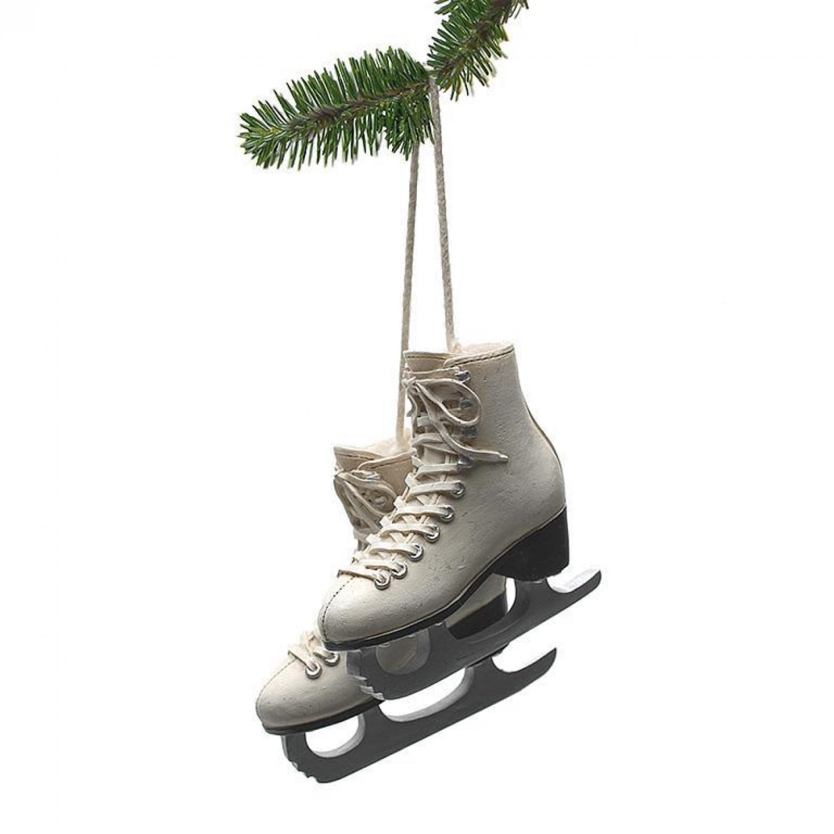 AB-20-HAMMILL-PAIR 2.5 in. Figure Skates Ornament - Ivory & Silver
