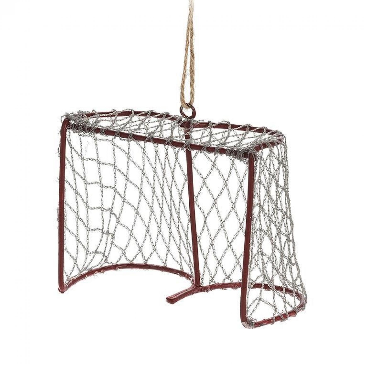 AB-27-WINTER-7247 4 in. Goalie Net Ornament - Red & Silver