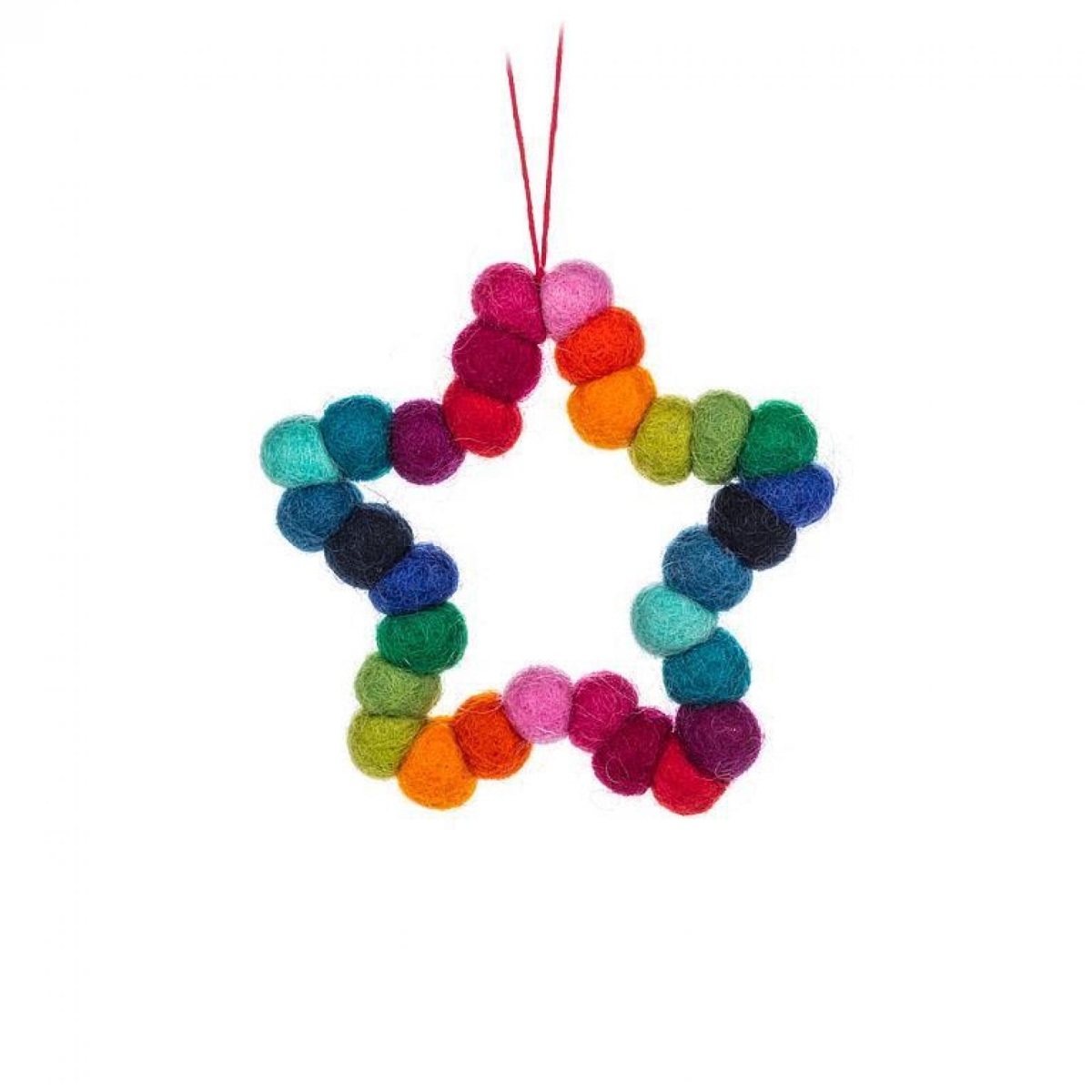 AB-28-NEPAL-550 3.5 in. Pompom Star Ornament - Multi Color