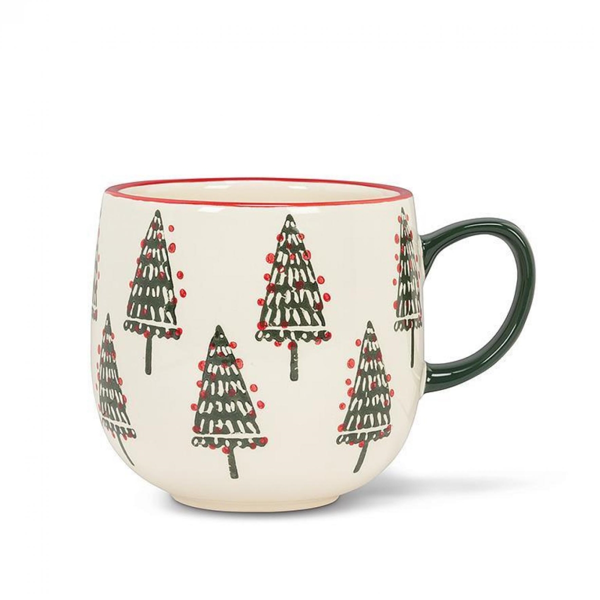 Picture of MDR Trading AB-27-YULETIDE-MUG 3.5 in. 14 oz Christmas Trees Rounded Mug - Ivory, Green & Red