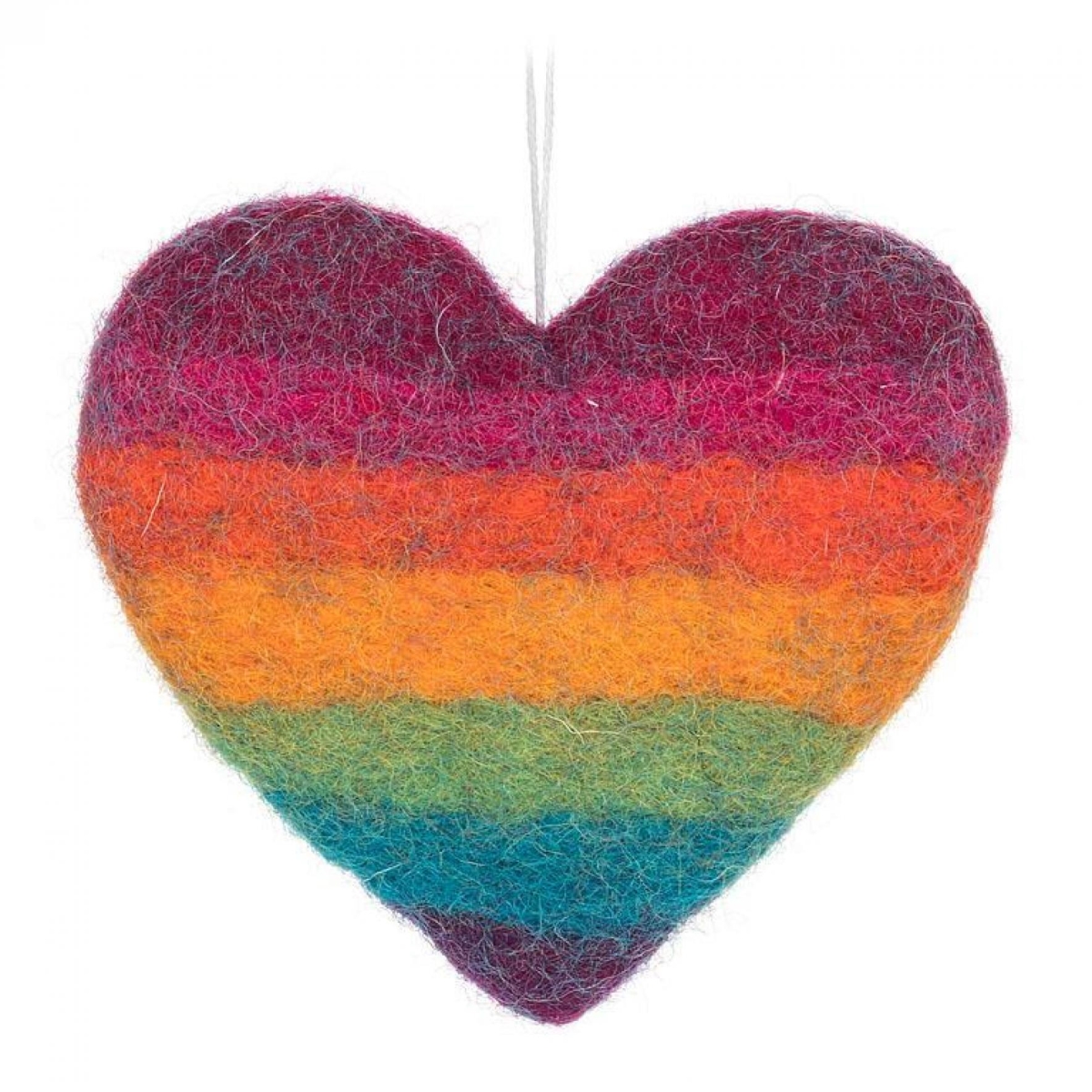 4 in. Rainbow Stripe Heart Ornament - Multi Color