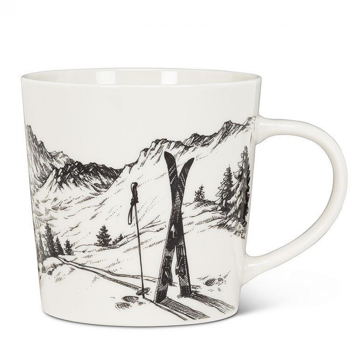 Picture of MDR Trading AB-27-WHISTLER-MUG-Q01 3.75 in. 14 oz Ski Scenery Sketch Mug - White & Black