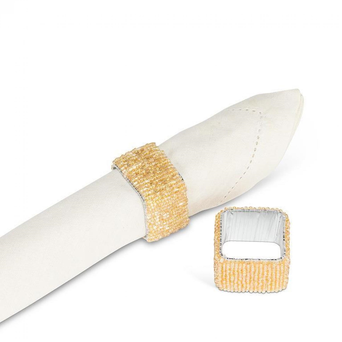 Picture of MDR Trading AB-40-GLAMOUR-07-GOLD 1.5 in. Square Beaded Napkin Ring - Gold - Set of 4