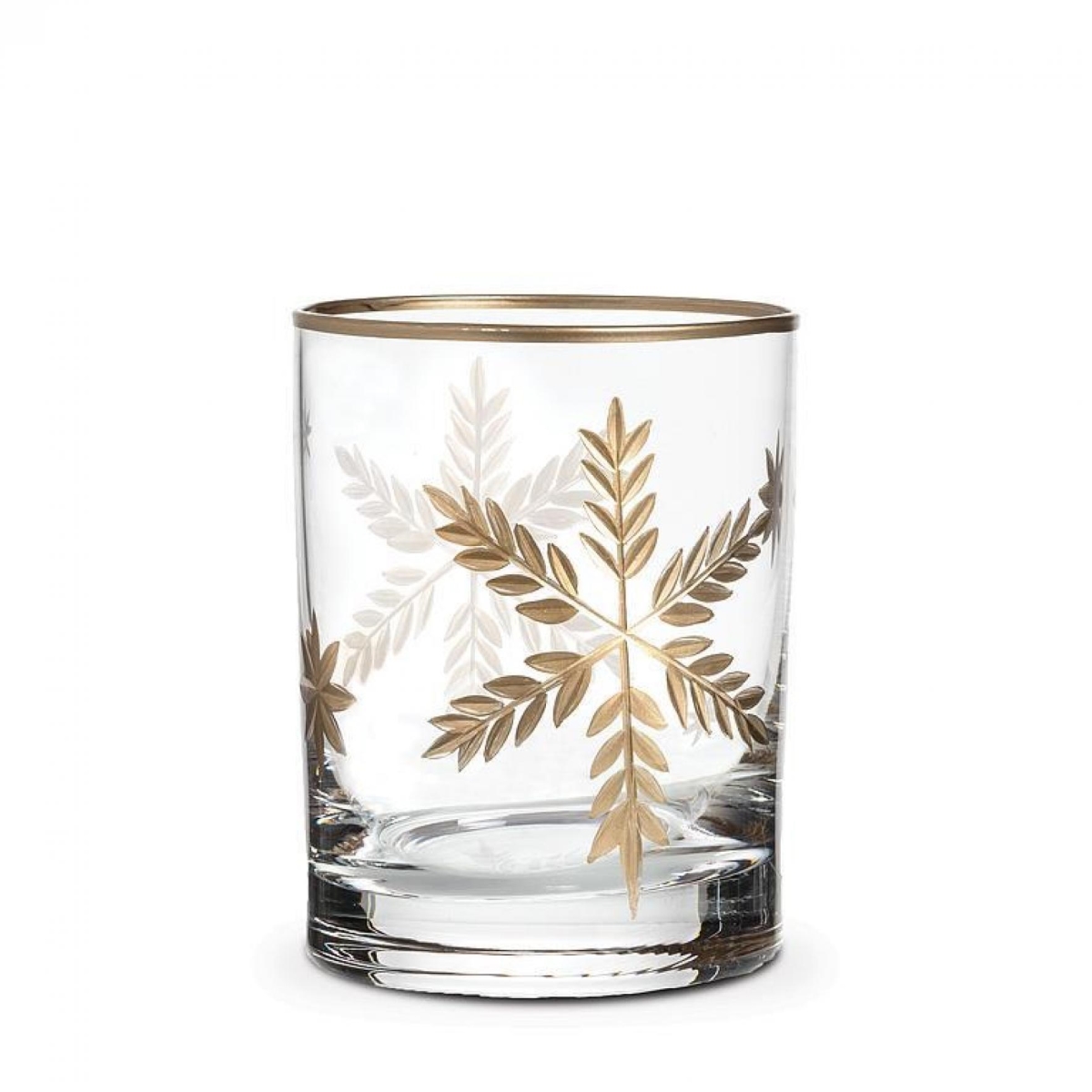 Picture of MDR Trading AB-27-FLAKE-OF-Q01 4 in. 12 oz Snowflake Tumbler Glass - Clear & Gold