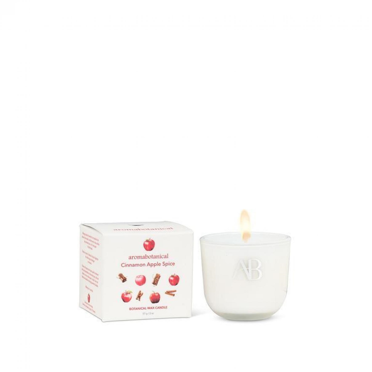 AB-16-AB-MINI-CA-Q01 2 in. Cinnamon Apple Spice Mini Candle - White