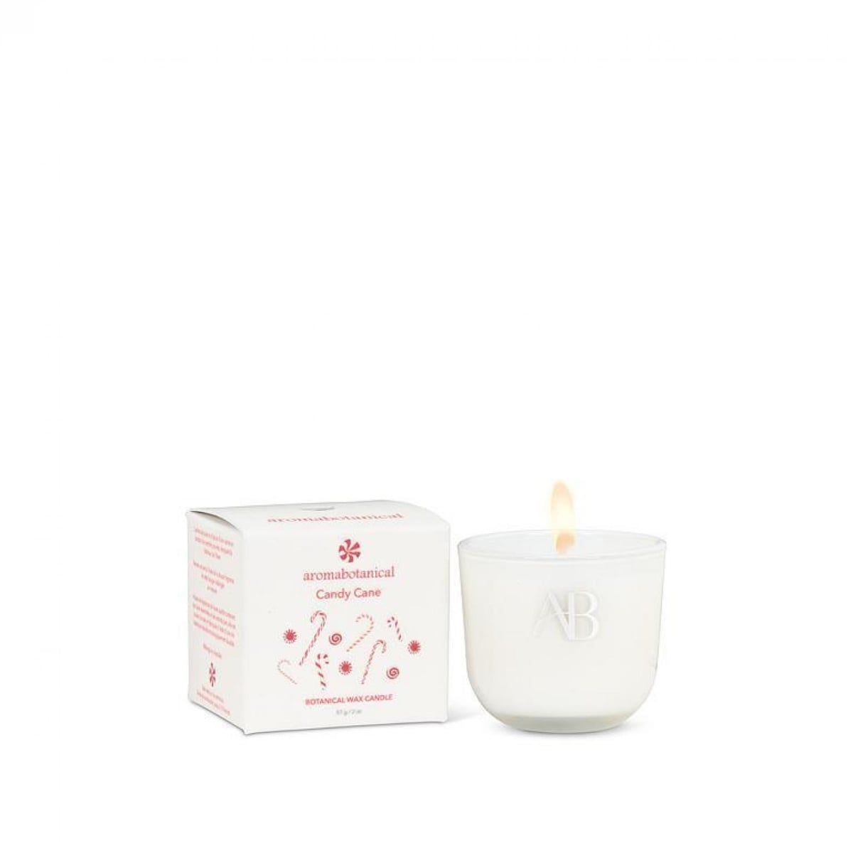 AB-16-AB-MINI-CC-Q01 2 in. Peppermint Candy Cane Mini Candle - White