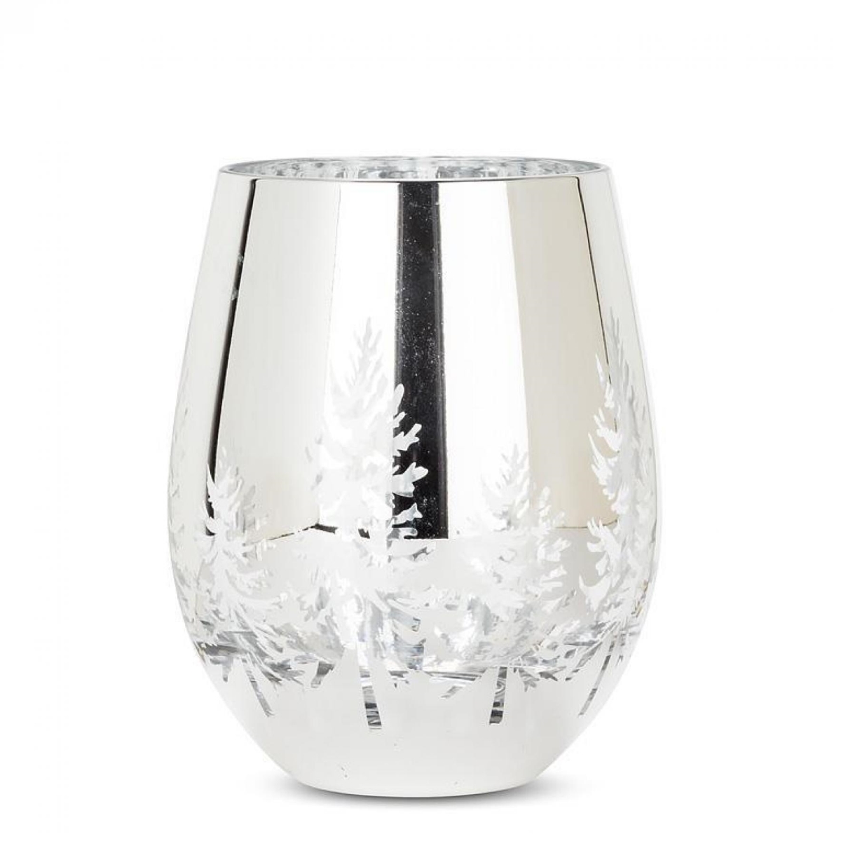 Picture of MDR Trading AB-27-TIMBER-SG-Q01 4.5 in. 18 oz Winter Trees Against Stemless Wine Glass - Silver