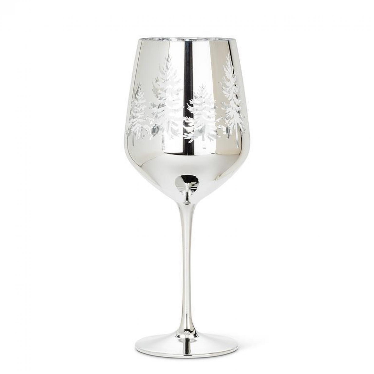Picture of MDR Trading AB-27-TIMBER-GOB-Q01 9.5 in. 18 oz Winter Trees on A Stemmed Wine Glass - Silver