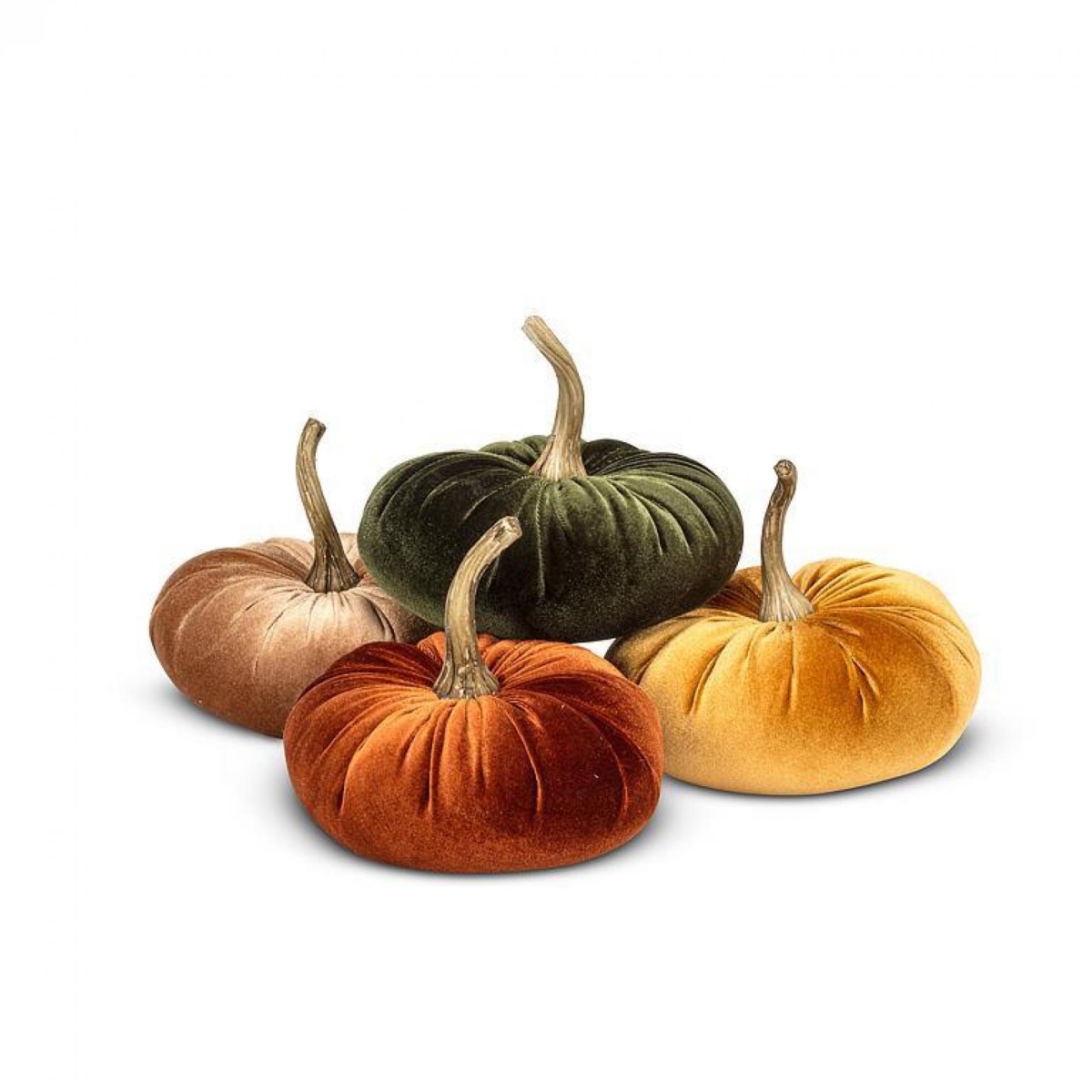 AB-27-VELOUR-SM 7 in. Velvet Pumpkins Halloween Decoration - Multi Color - Small - Set of 4