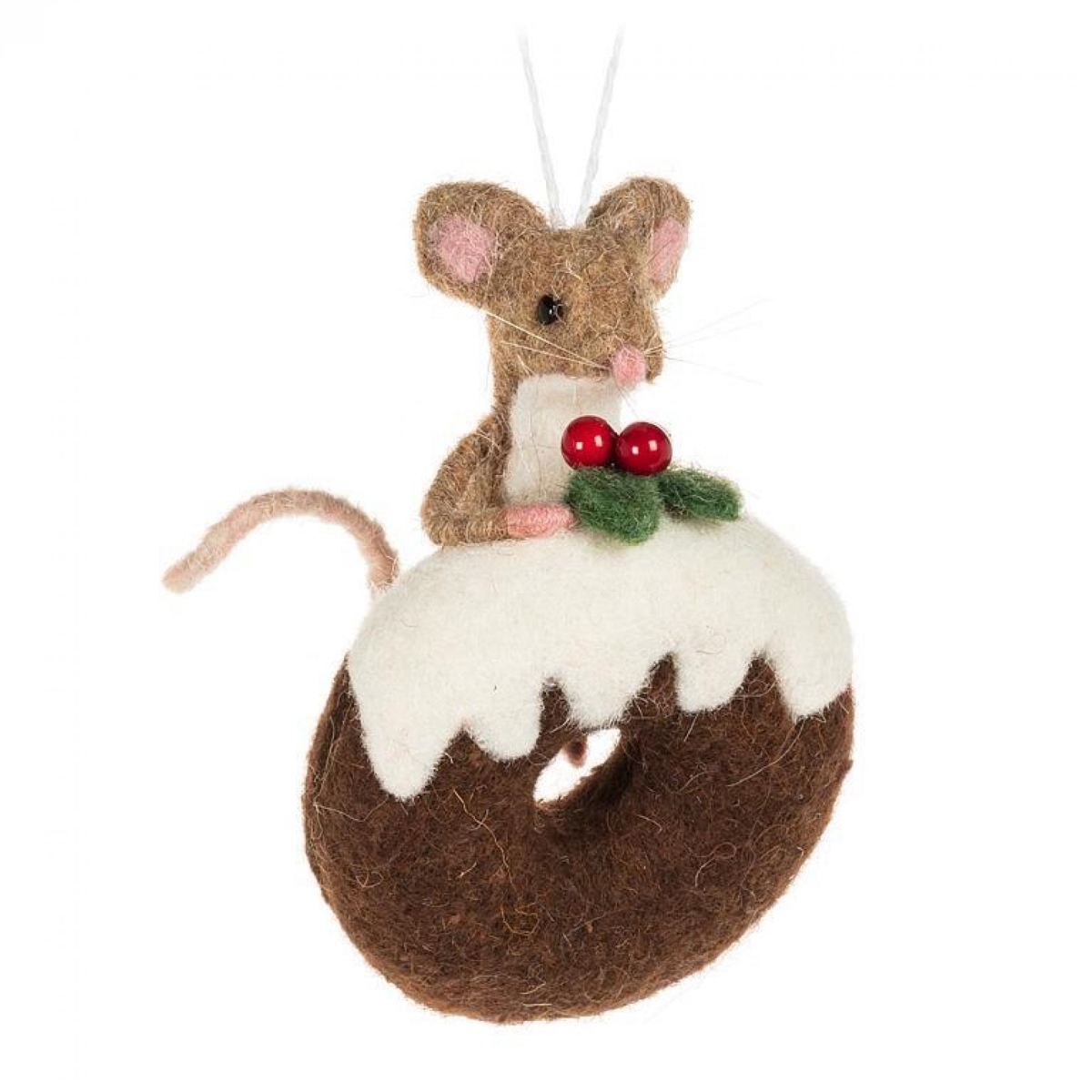 AB-27-BAKERY-865-Q01 5 in. Mouse on An Iced Donut Ornament - Tan & Brown