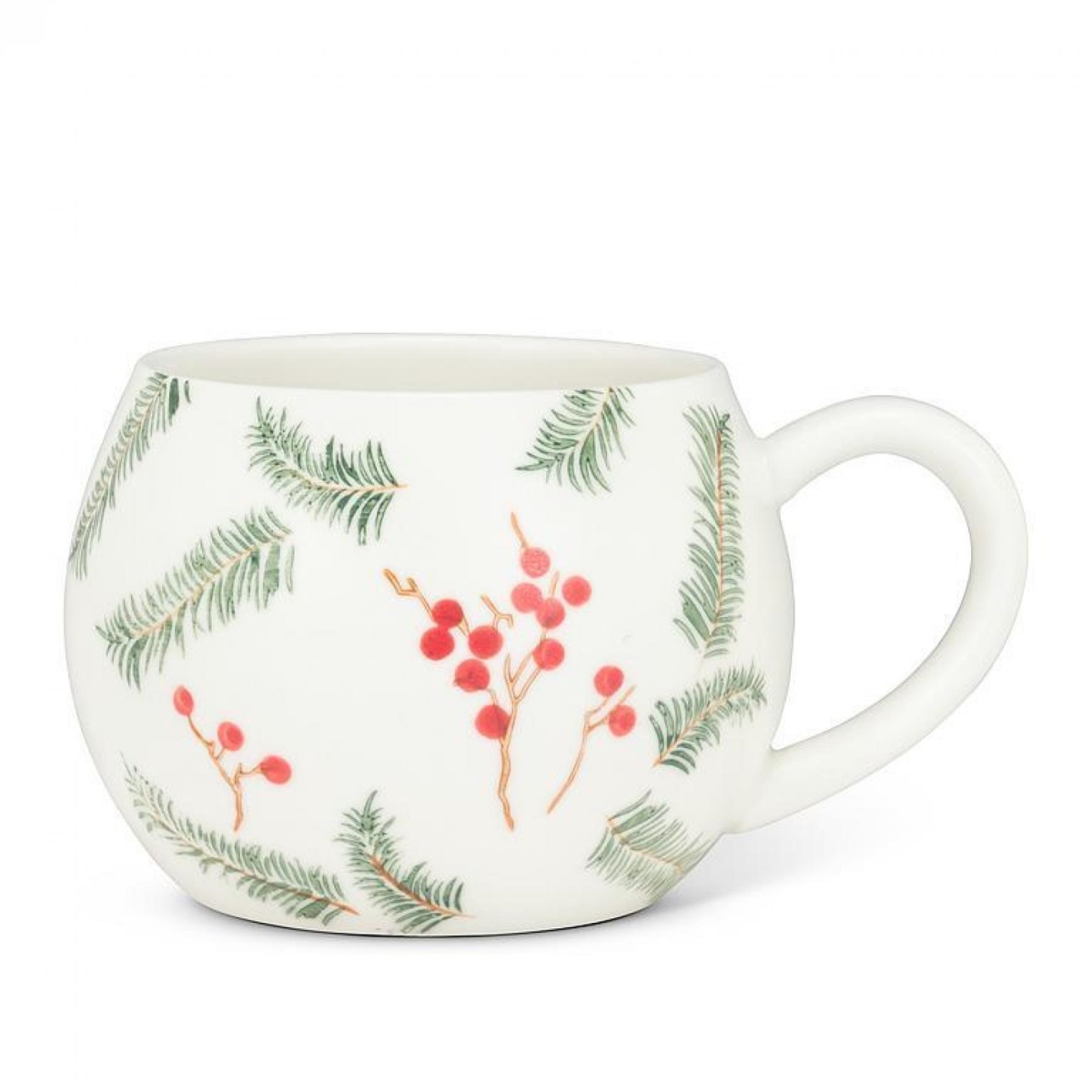 Picture of MDR Trading AB-27-SNOWBERRY-533-Q01 3 in. 16 oz Pine & Berries Ball Mug - White, Green & Red