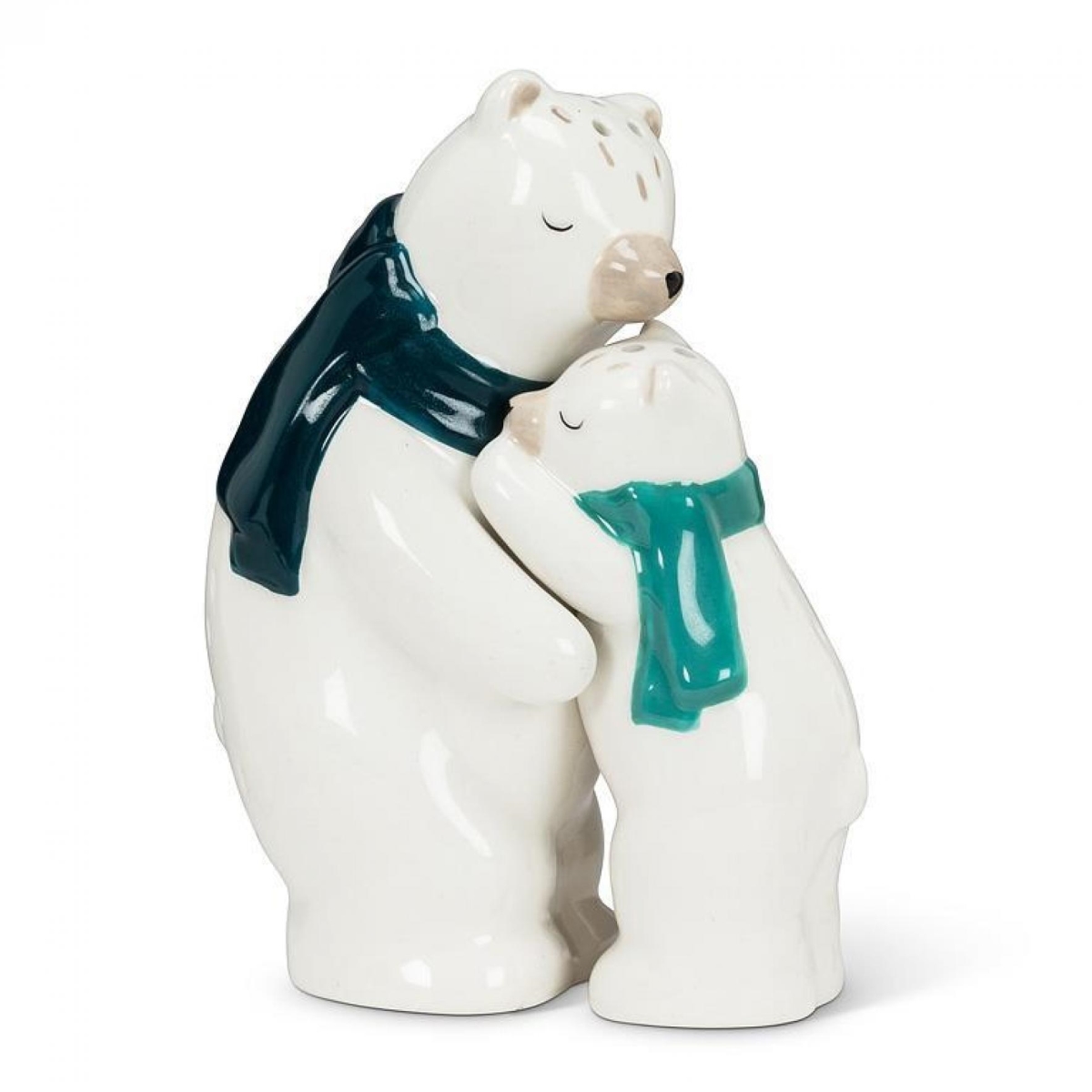 AB-27-HUGS-005 4 in. Hugging Polar Bears Salt & Pepper Shaker - White & Green