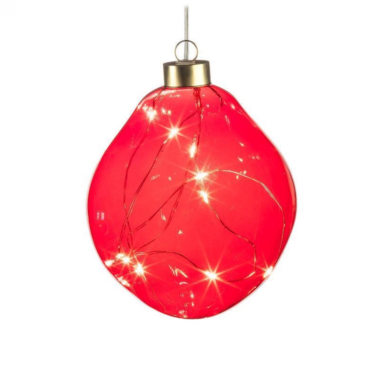 AB-27-ASTRA-MD-RED-Q01 5 in. Ball with LED Ornament - Red - Medium