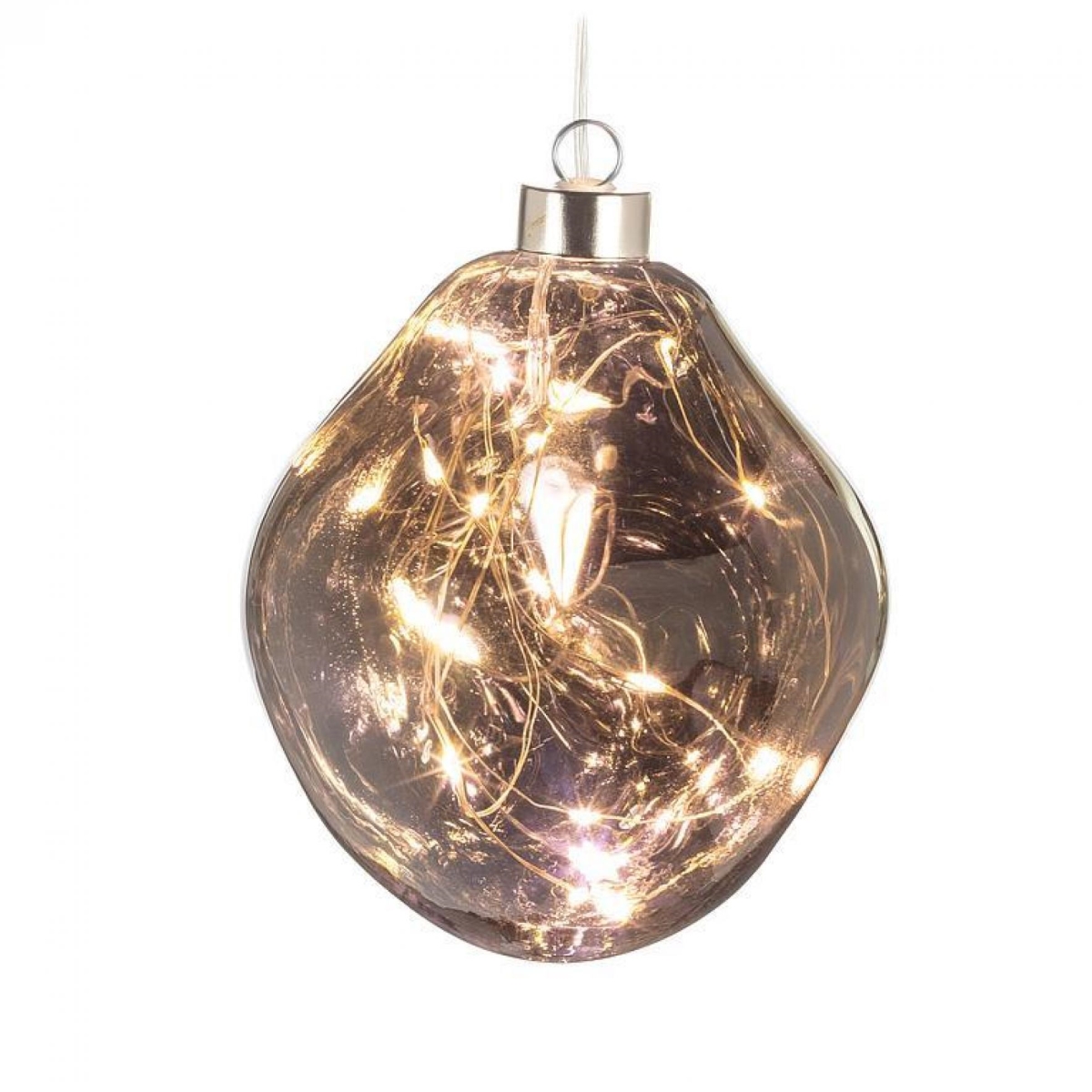 AB-27-ASTRA-MD-GRY-Q01 LED Ball Ornament - Gray - Medium - Warm White Lights
