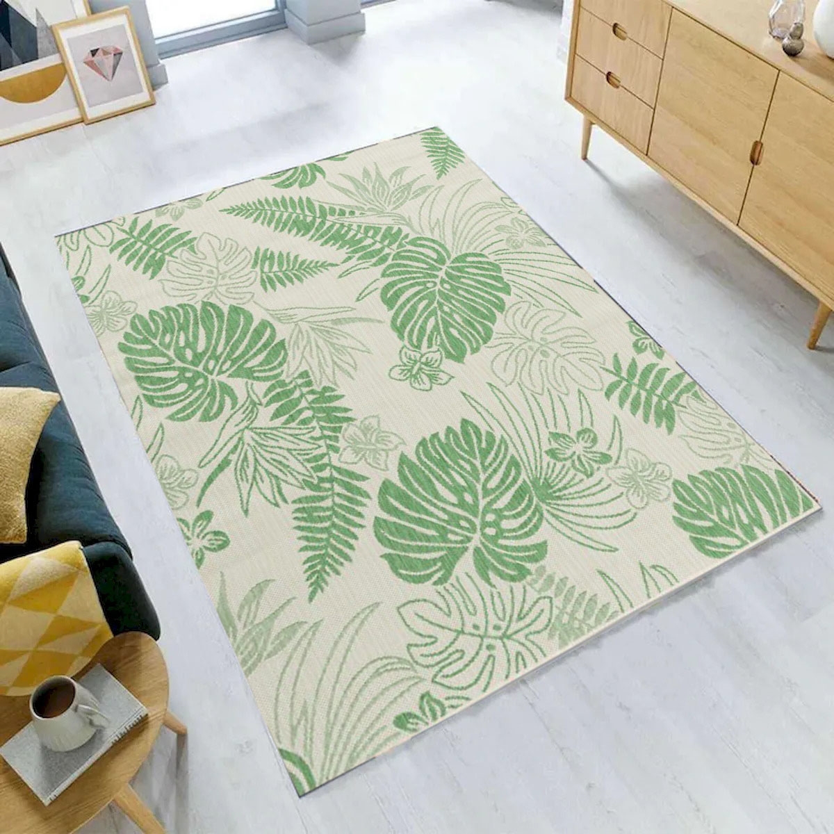 VA-CAB-57-01699B-WF Cabana Indoor Outdoor Leaf Pattern Rug 5'3'X7'
