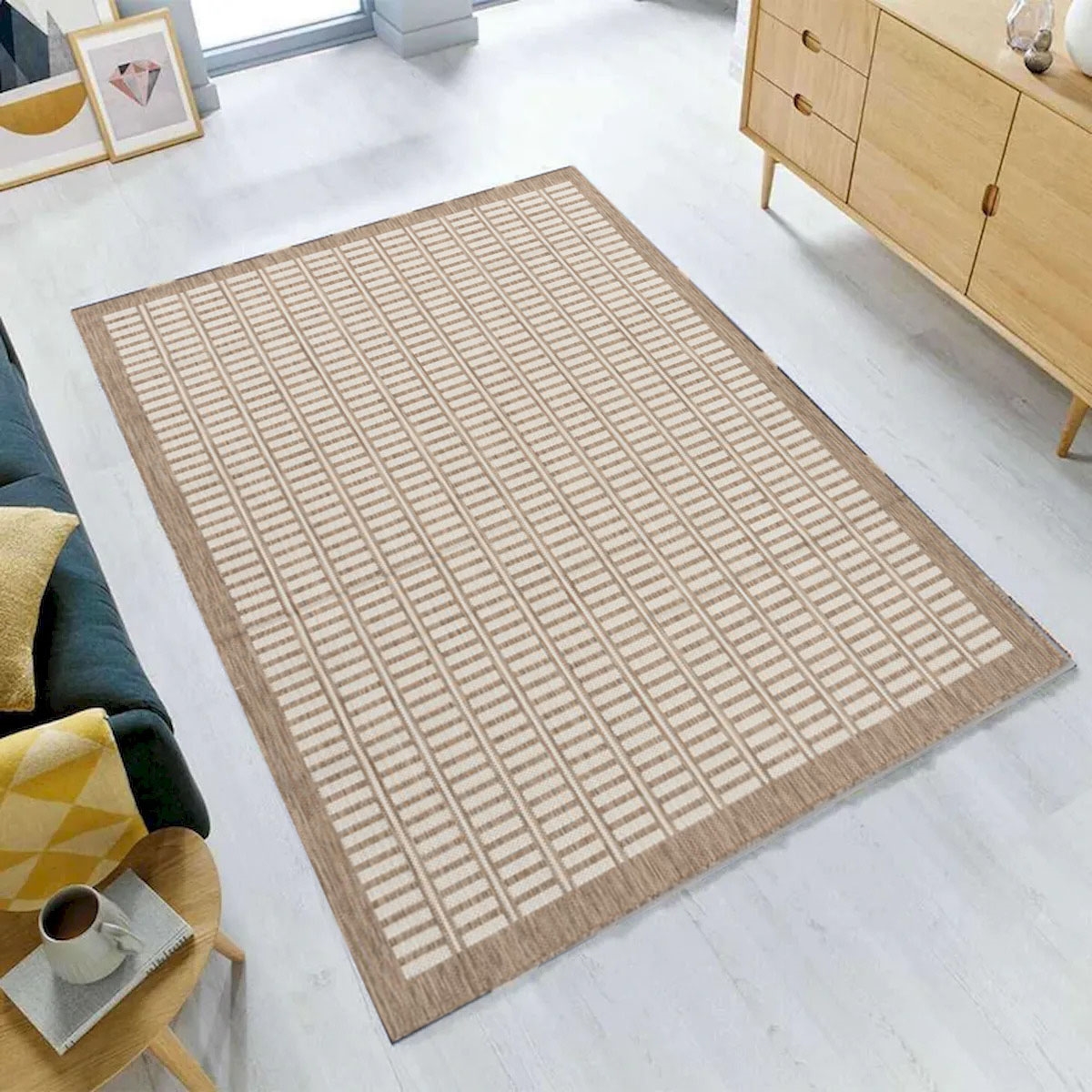 VA-CAB-57-07757B-WS Cabana Indoor Outdoor Sand Rectangles Rug 5'3'X7'