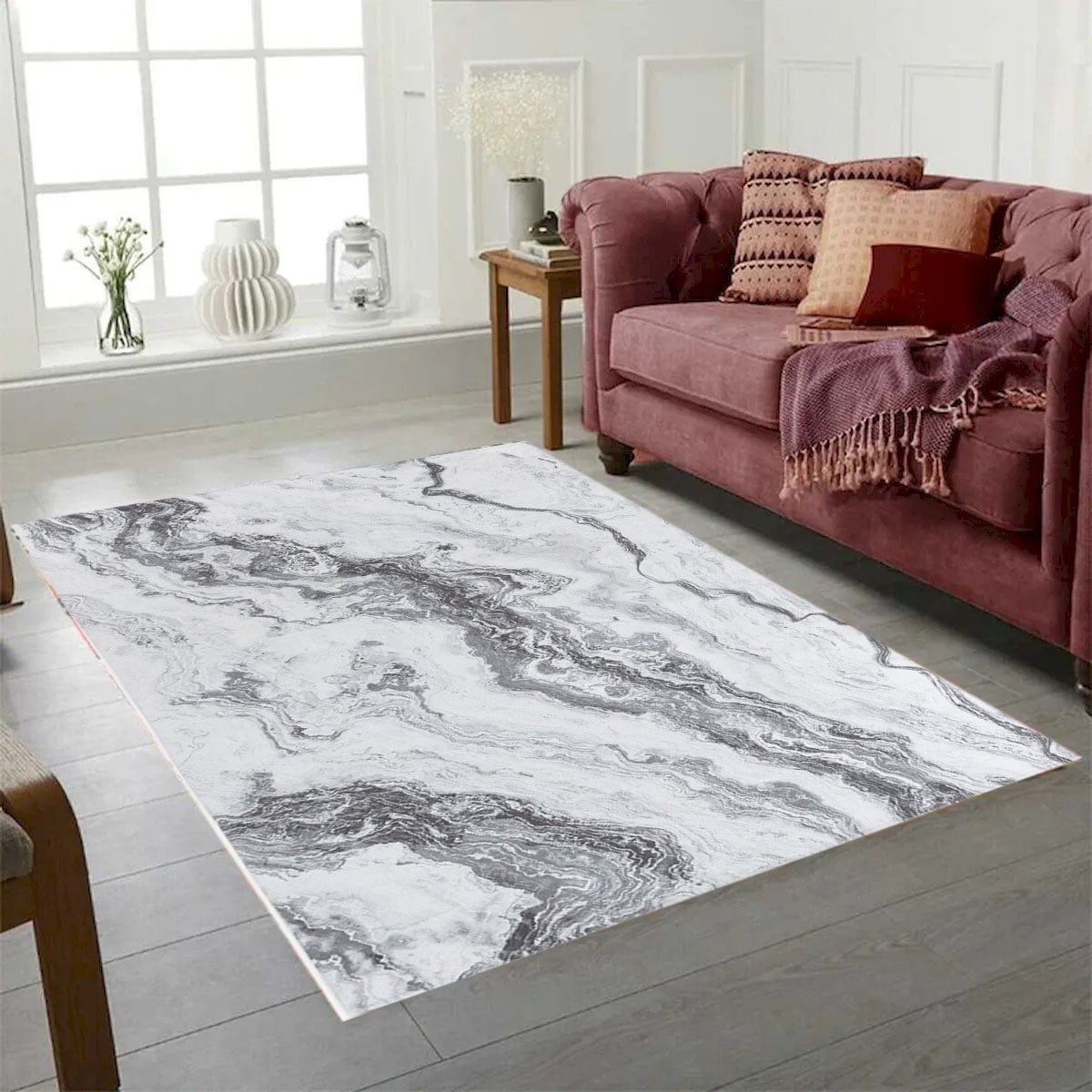 VA-PPL-57-901 Sparx Waves Gray Washable Modern Rug 5'3'X7'