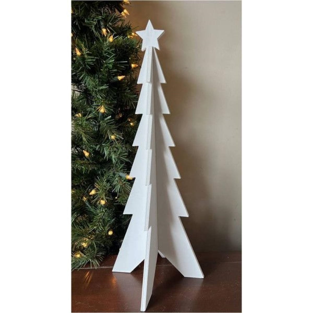 AP-CDL906WH20_Q01 White 3D Tree With Star Top Christmas Decor