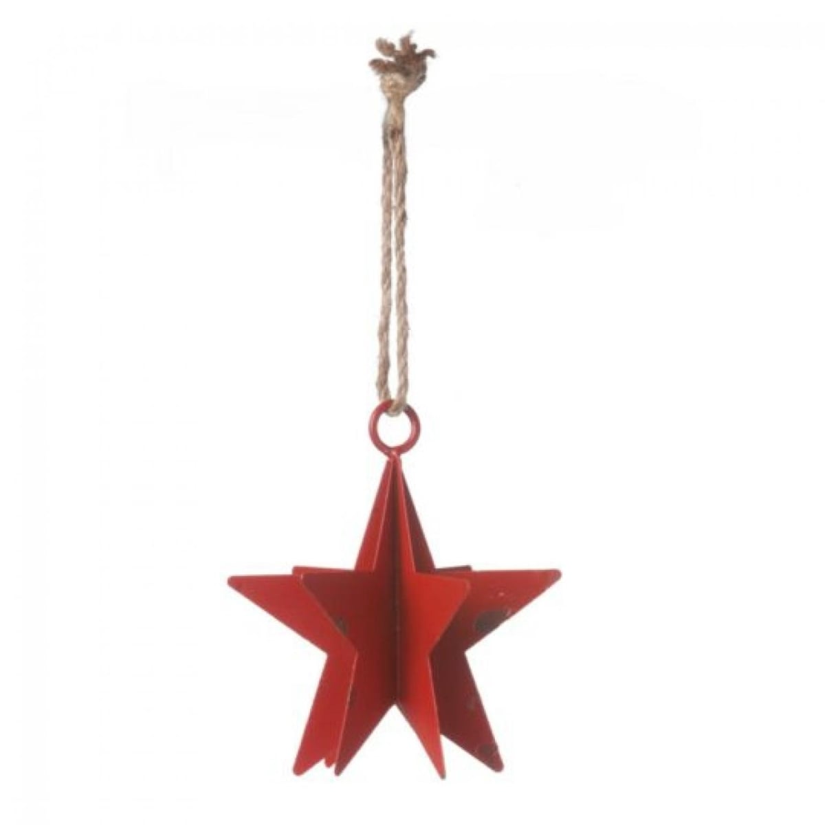 CM-OM350RD_Q01 Hanging Red Metal Star Ornament