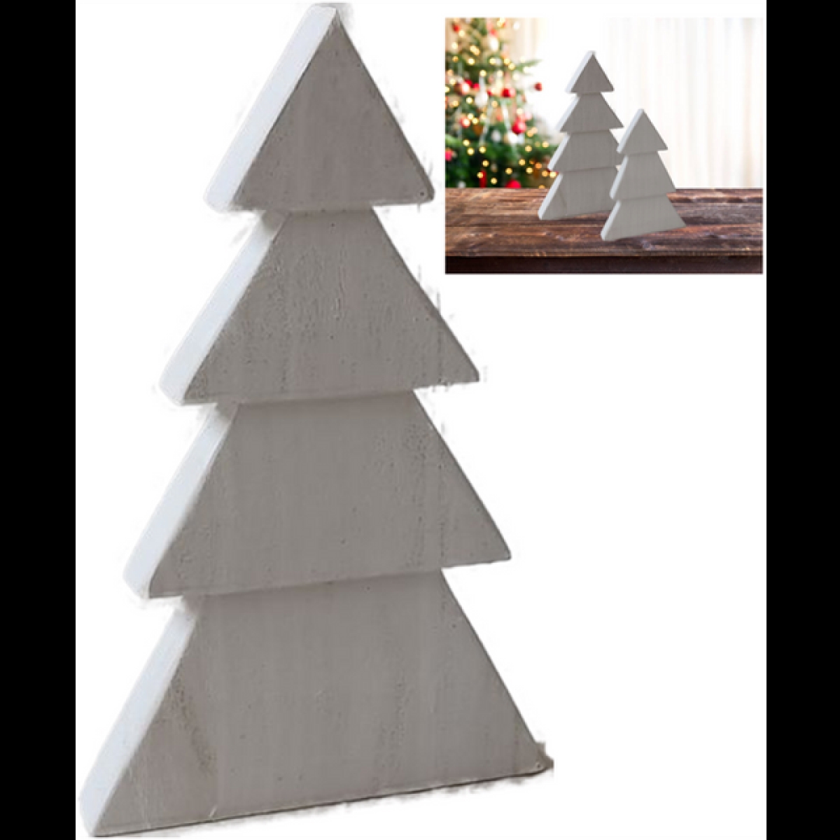 AP-CDL902WH14_Q01 4 Tier White Wooden Tree Christmas Decor