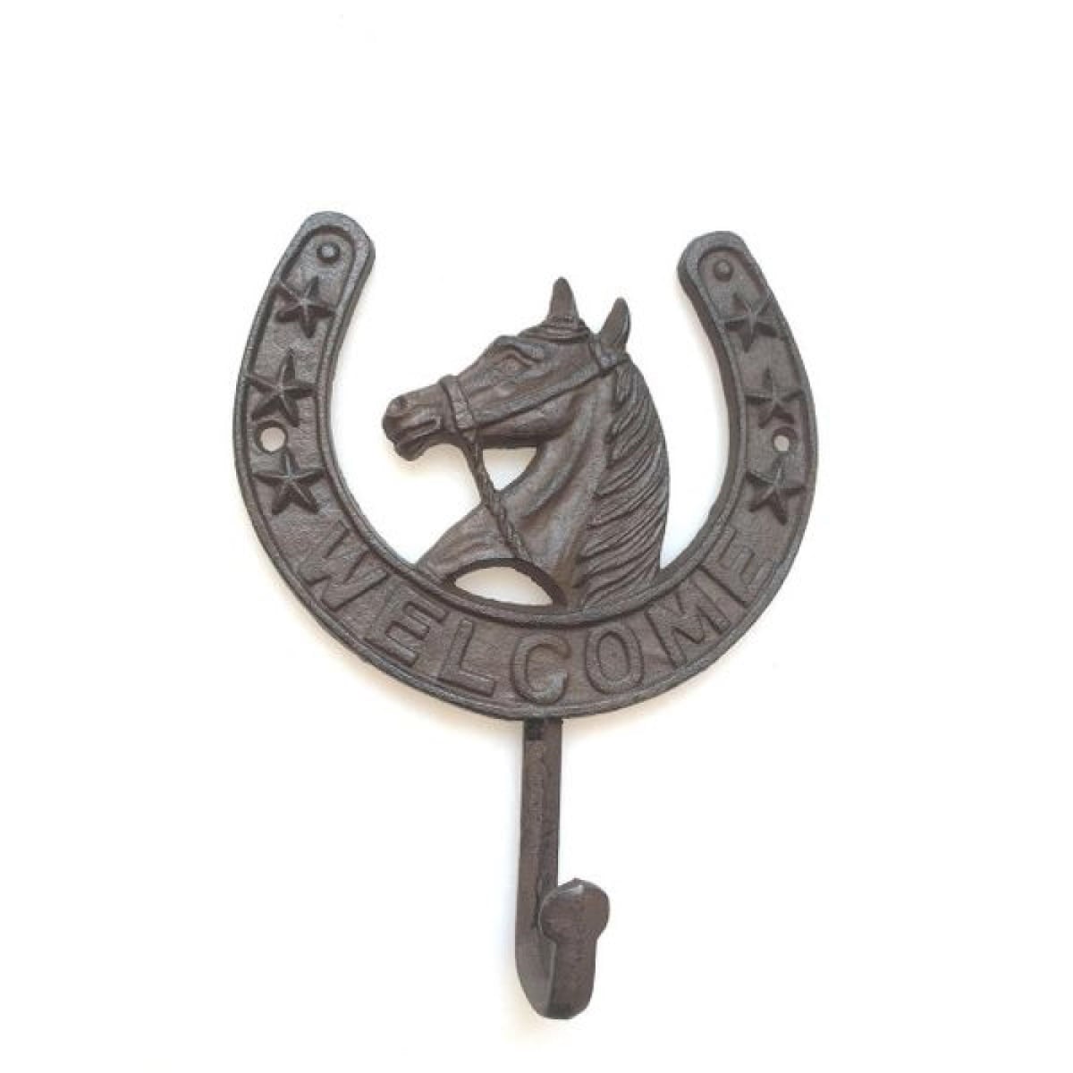 AP-CIR1004HR_Q01 Cast Iron Horseshoe With Hook Welcome Sign