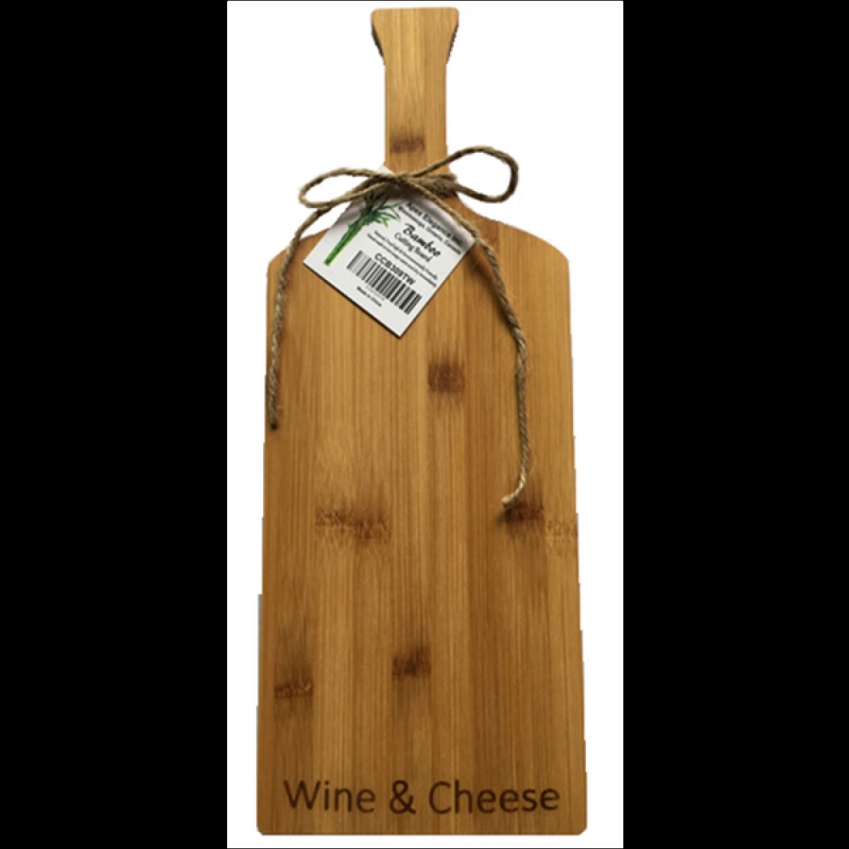 Picture of MDR Trading Inc. AP-CCB309TW_Q01 Wine Bottle Shaped Bamboo With Text- Wine And Cheese Cutting Board