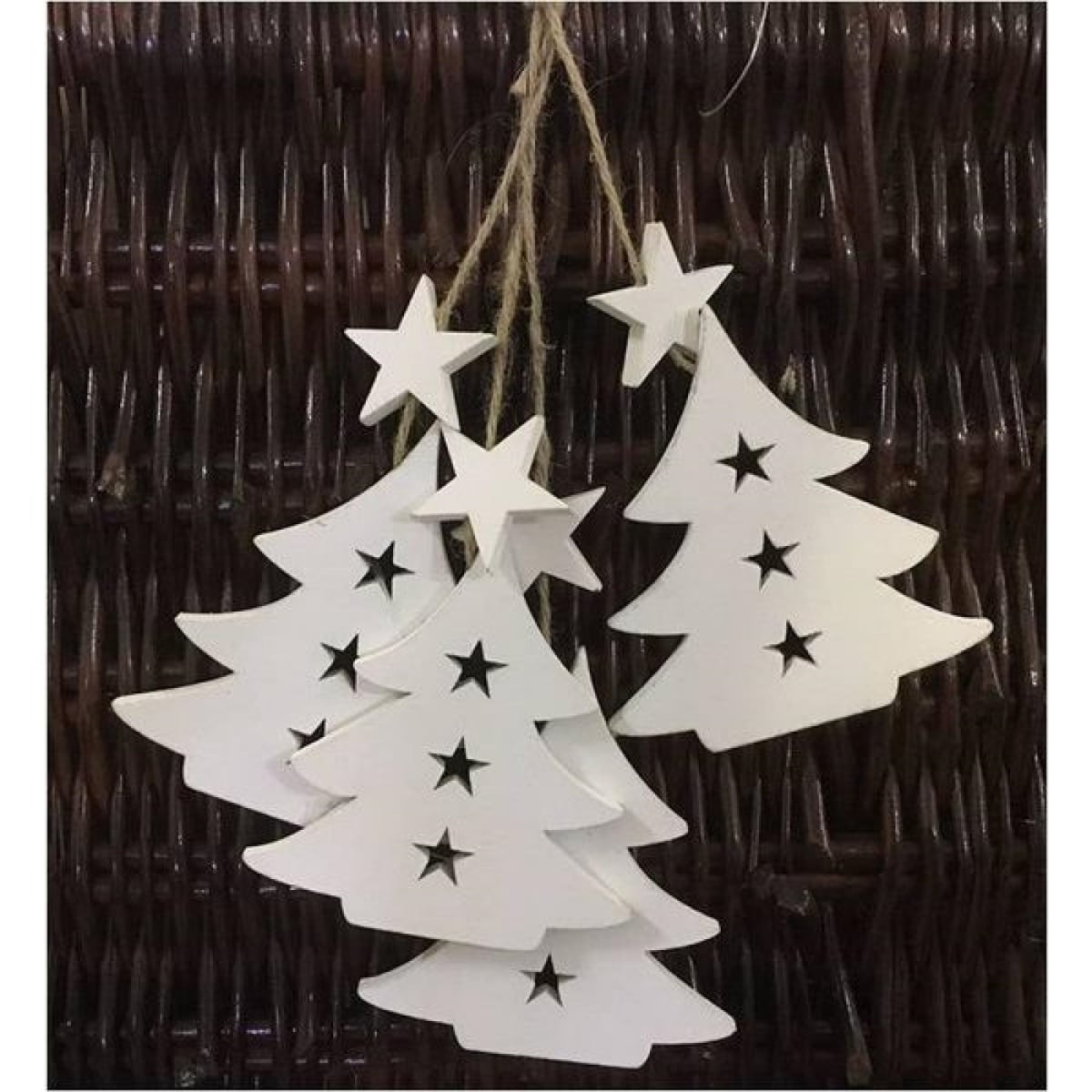 AP-CDL861TR_Q01 Bundle Of 4 WhiteWooden Hanging Trees Christmas Decor