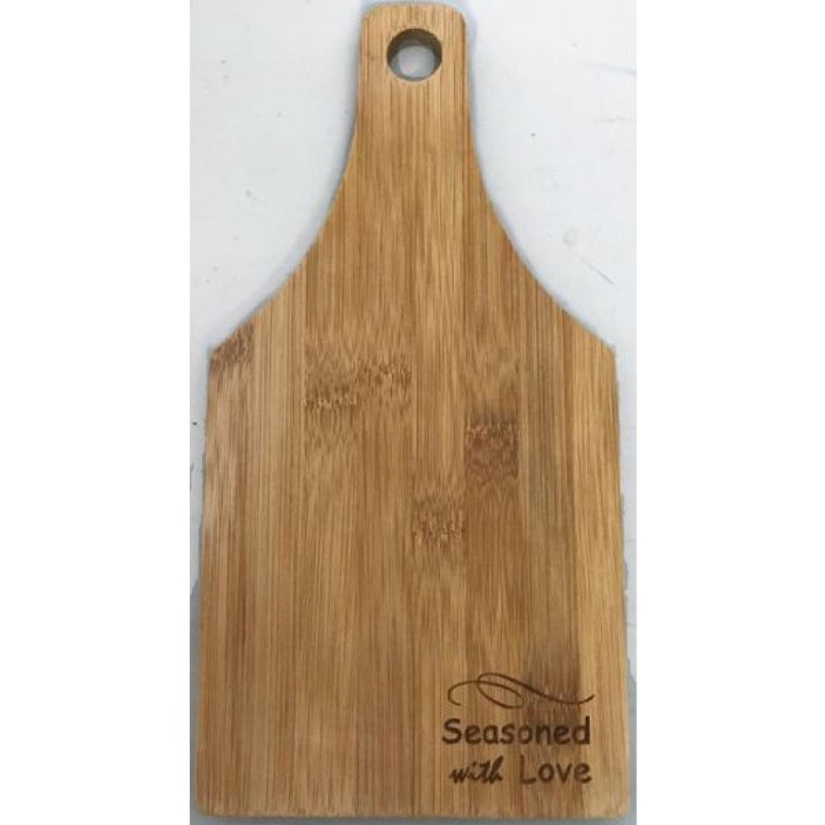 AP-CCB300T11_Q01 Bamboo Engraved With Text- Seasoned With Love Cutting Board