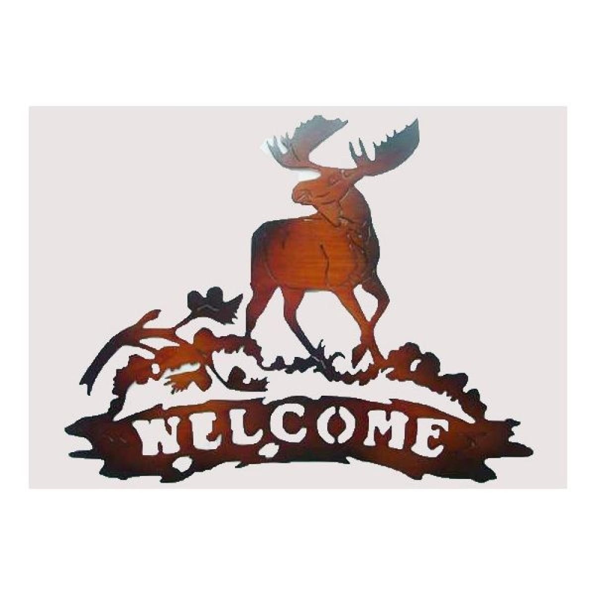 AP-CM312M_Q01 Moose With Welcome Metal Wall Sign