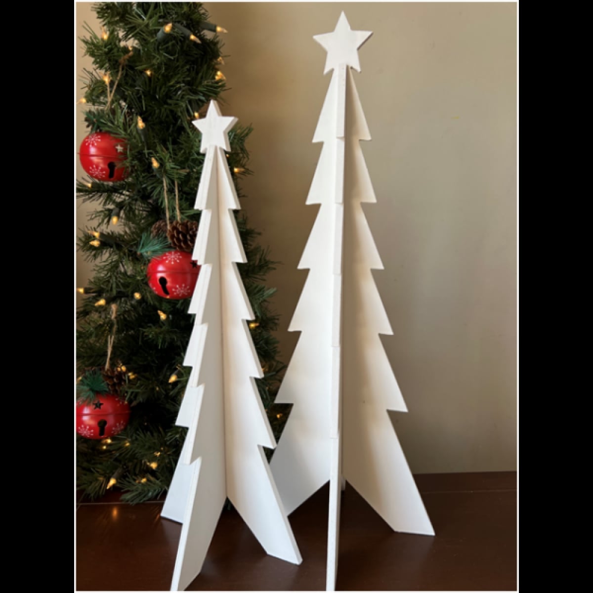 AP-CDL906WH-2 Set Of 2 White Tree With Star Top Christmas Decor