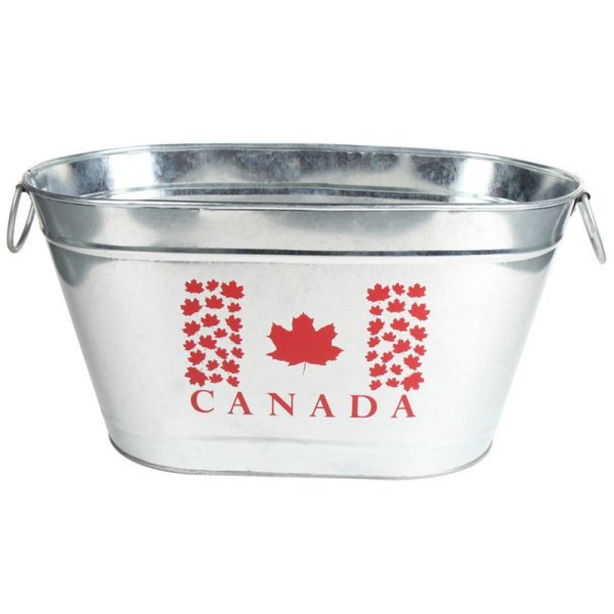 AP-CG121VC_Q01 Galvanized Oval With Handles And Canada Flag Party Bucket