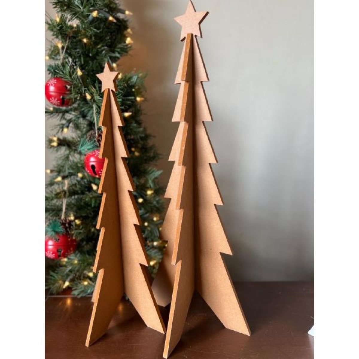 AP-CDL908BR-2_Q01 Set Of 2 Brown Tree With Star Top Christmas Decor