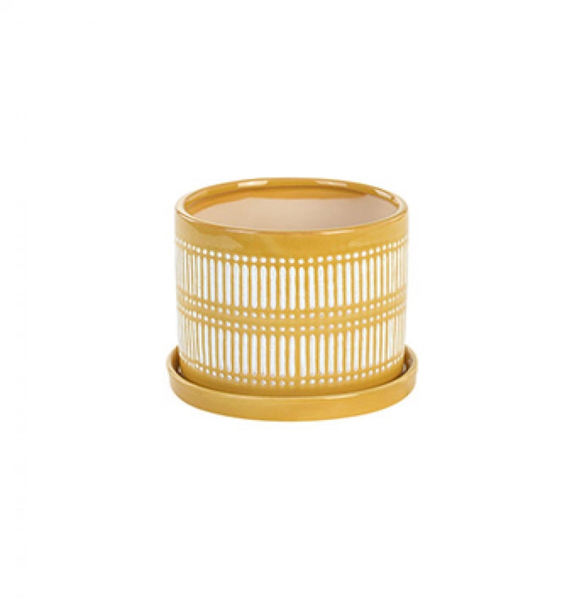 CM-NP088YE_Q01 Mustard Yellow With White Lines And Dots Planter