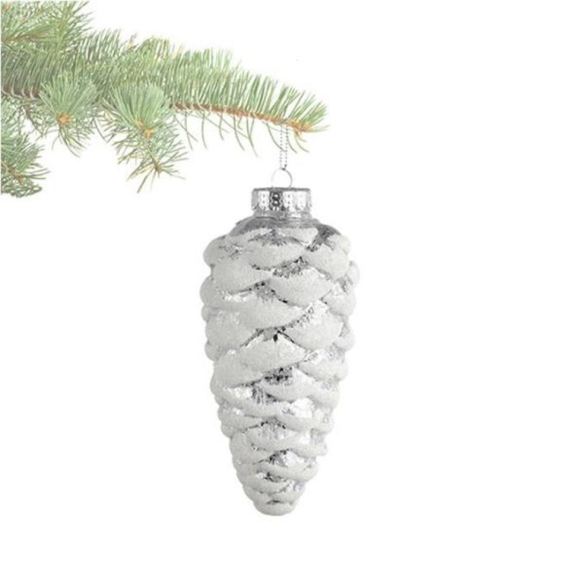 AP-ORN232CN_Q01 Silver Pine Cone With Frosted Tips Ornament