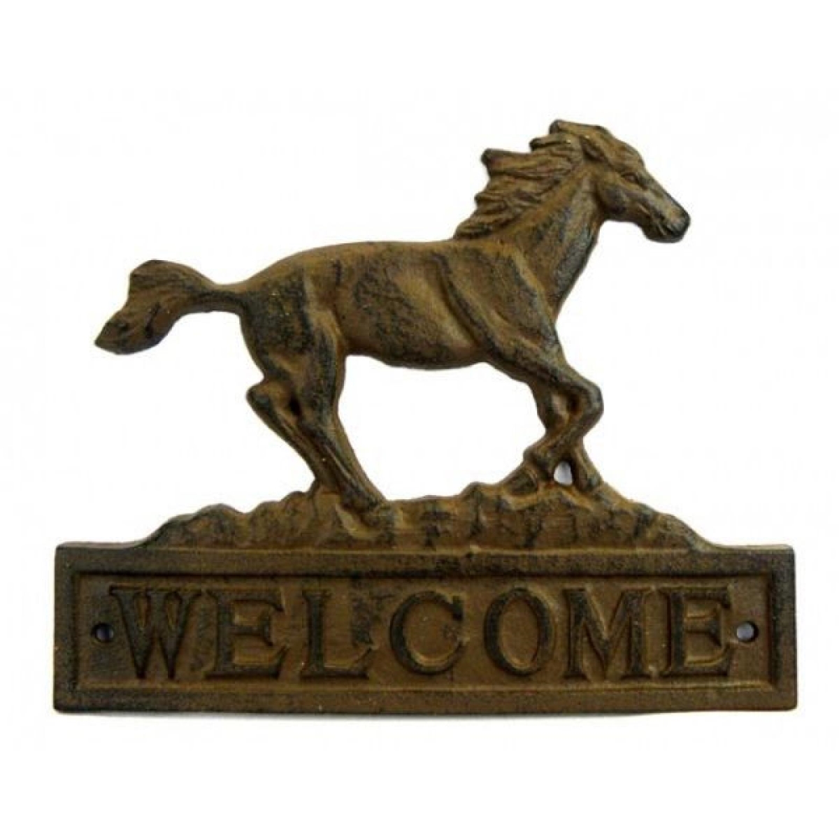 AP-CIR988HR_Q01 Rust Color Cast Iron Horse Welcome Sign