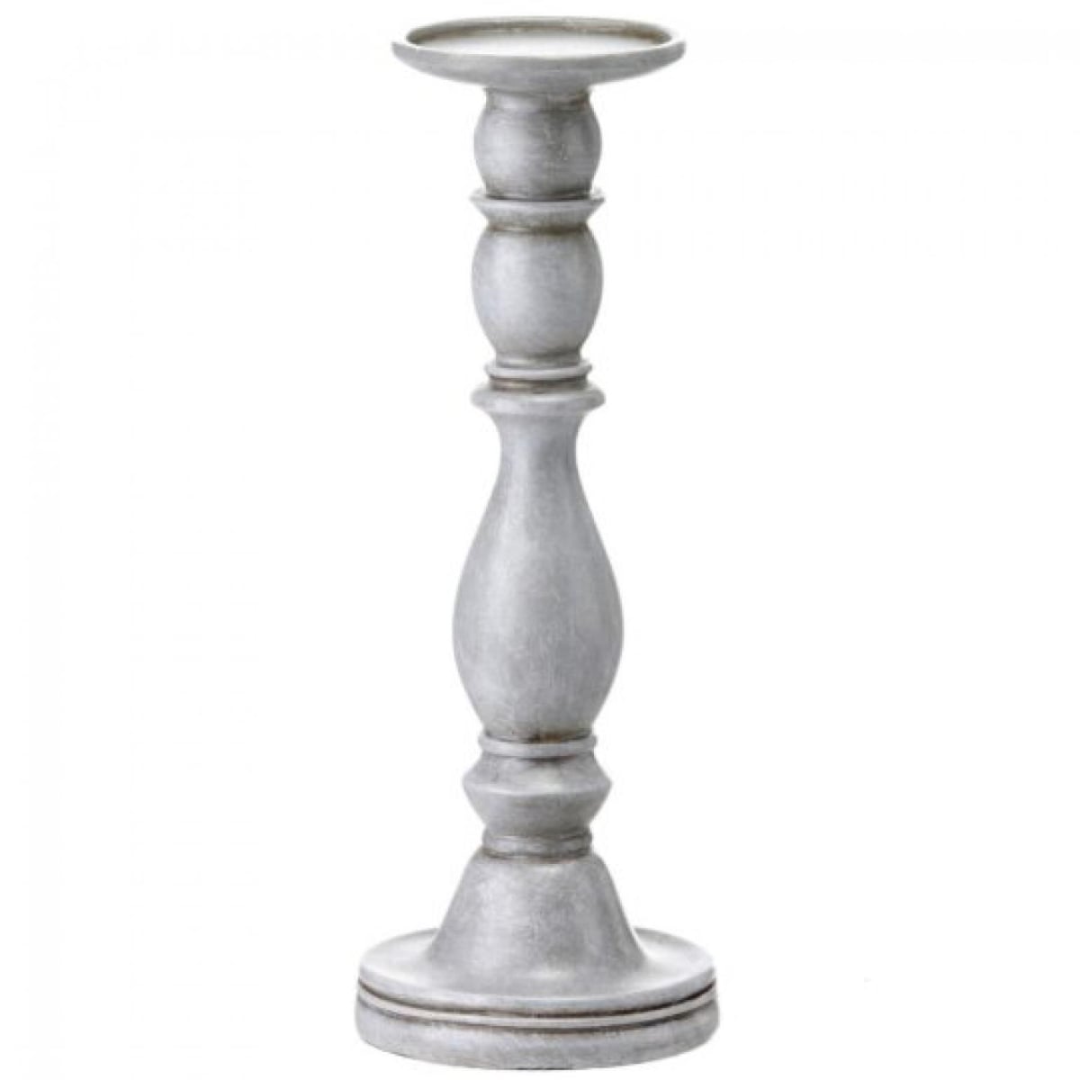 CM-RT298GY_Q01 Gray Resin Pillar Candle Holder