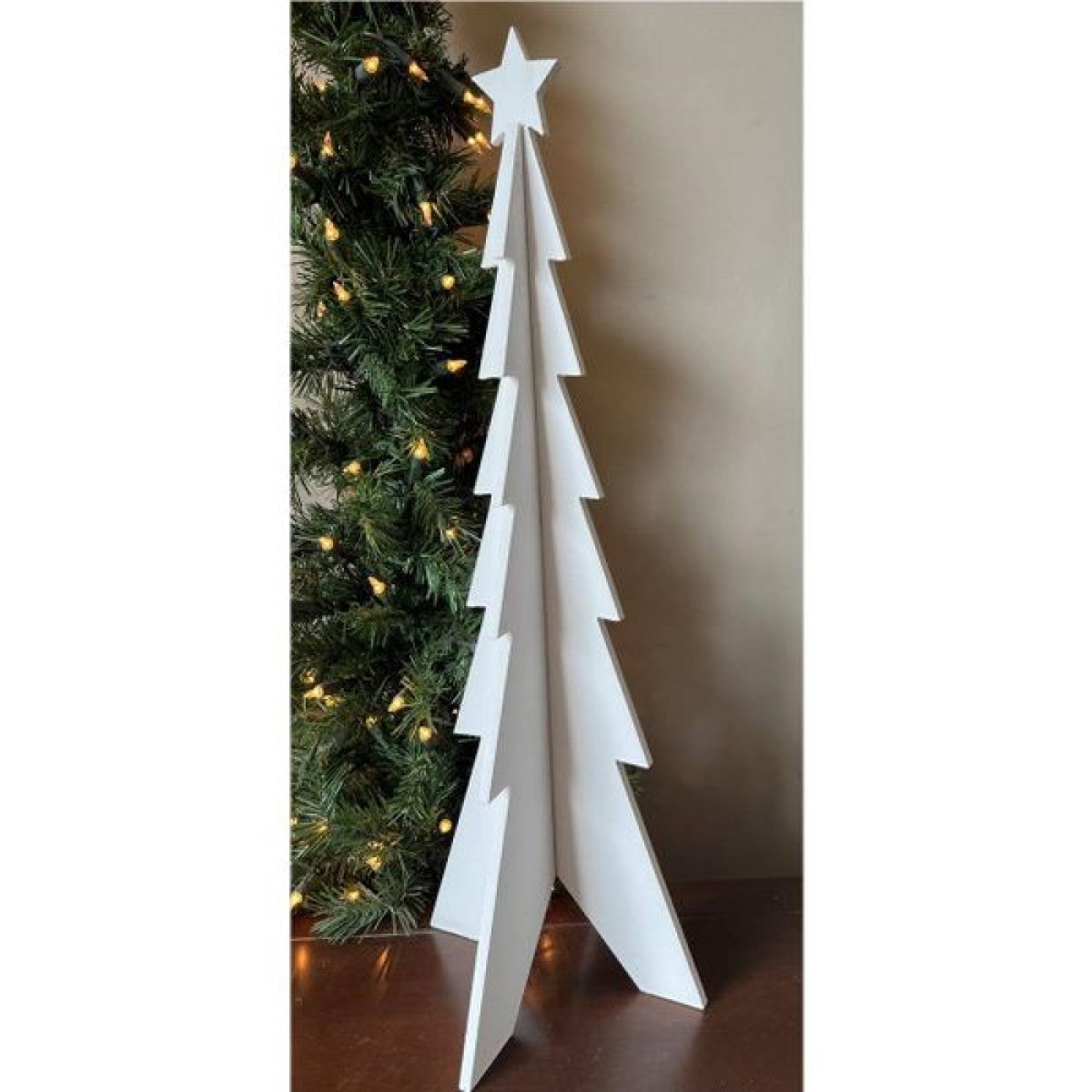 AP-CDL907WH24_Q01 White With Star Top Tree Christmas Decor