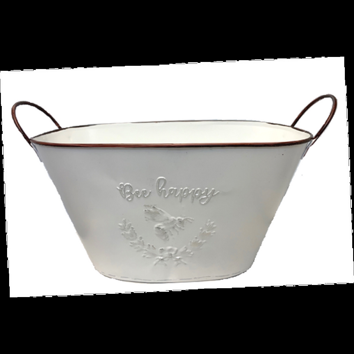 AP-CTF725VL_Q01 White Oval With Embossed Bee Happy Design Bucket