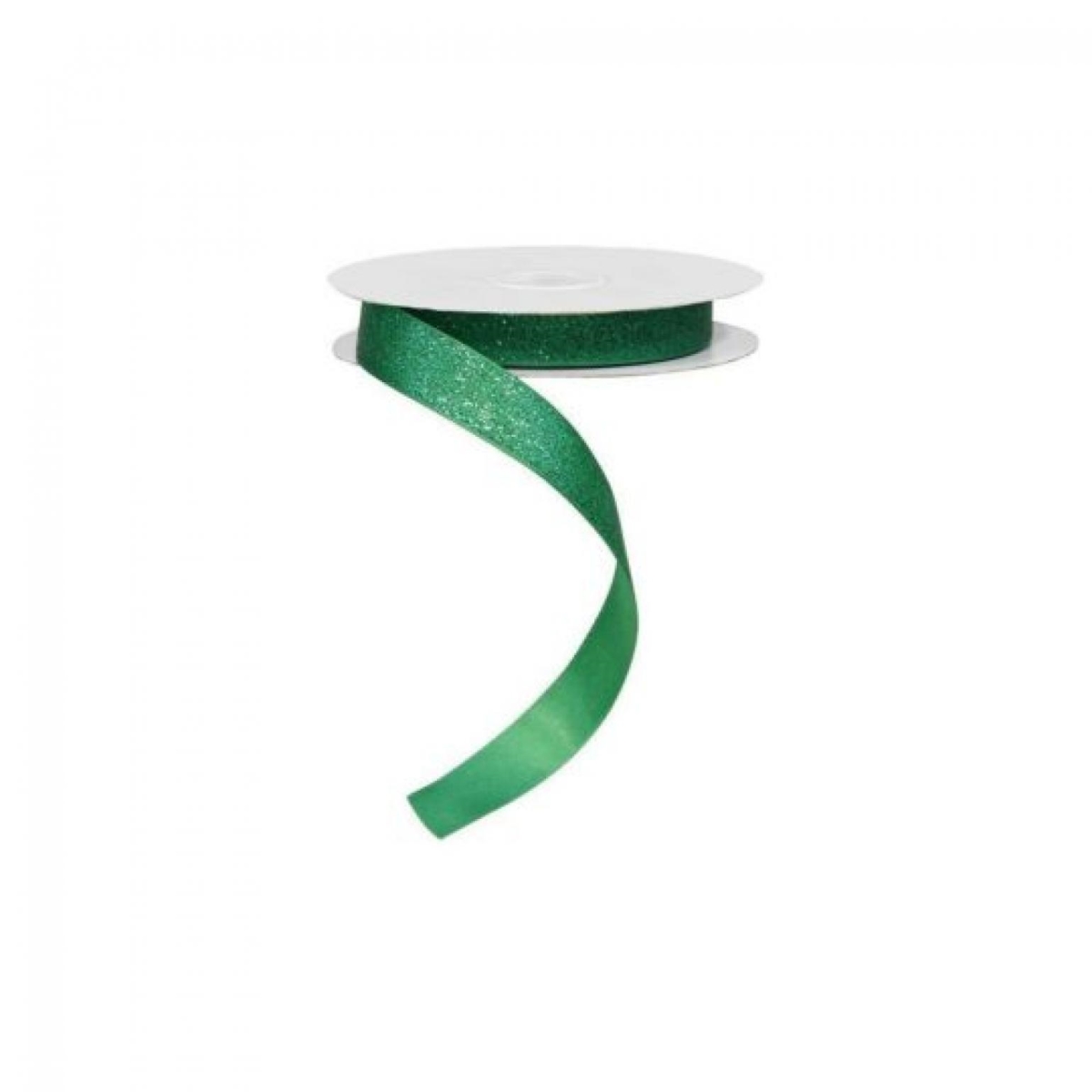 CM-BC668EM_Q01 10Yd X 5/8? Emerald Green Satin Glitter Ribbon