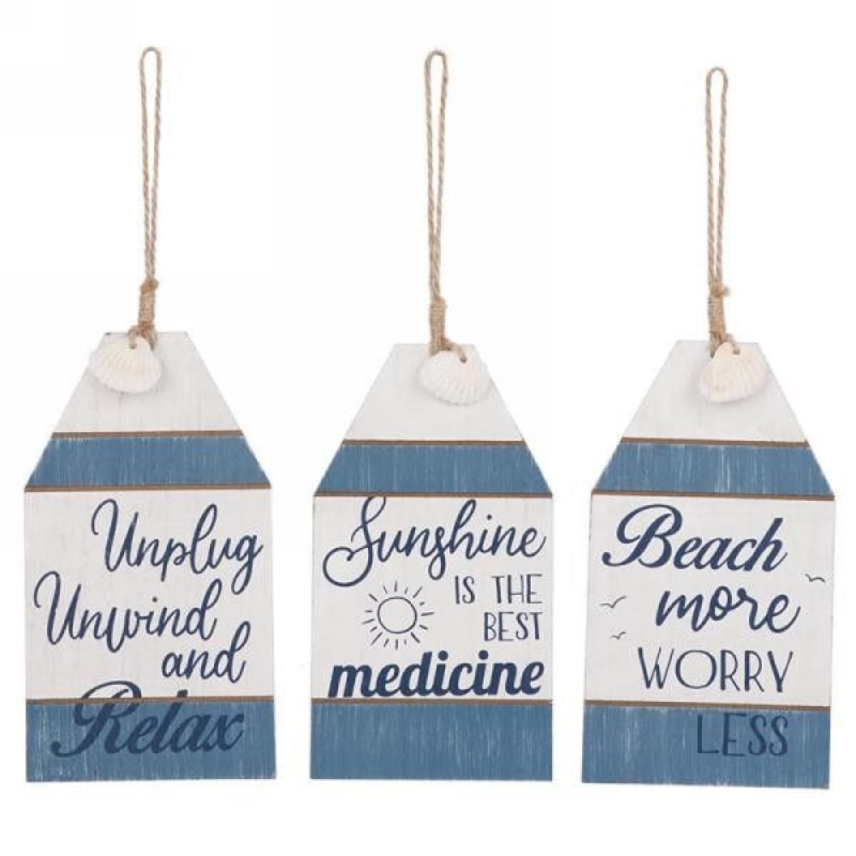 AP-PAQ245-3 Set Of 3 Assorted Blue And White Tags With Text Sign