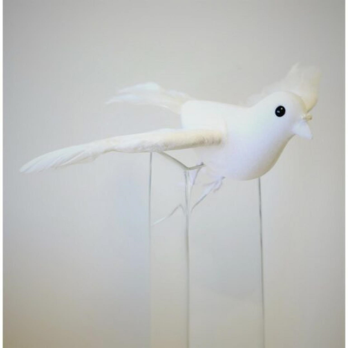 CM-RU013WH_Q01 White Feathered Dove Decoration