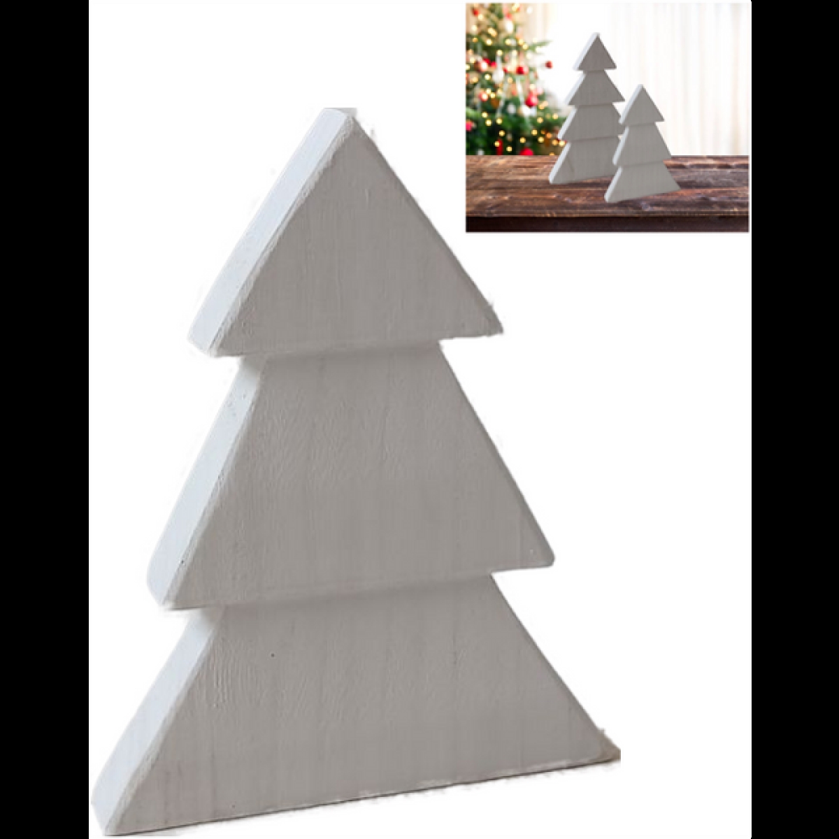 AP-CDL901WH10_Q01 3 Tier White Wooden Tree Christmas Decor